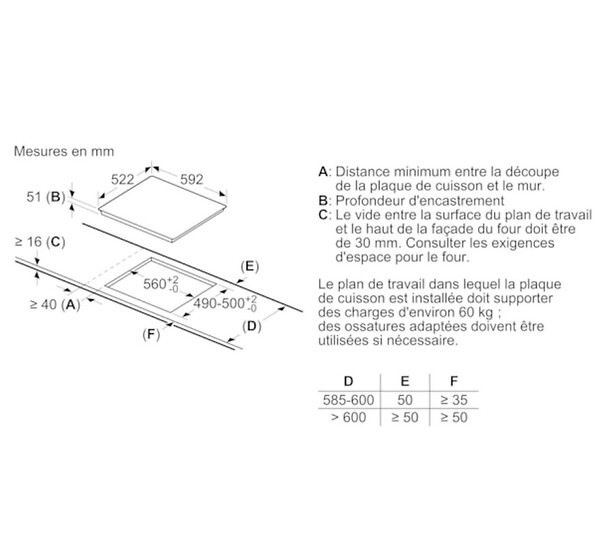 BOSCH - table de cuisson à induction 60cm 3 feux 4600w - puc611aa5e - large