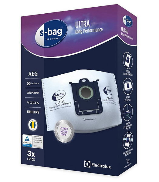 ELECTROLUX - lot de 3 sacs d'aspirateur s-bag - e210s - large