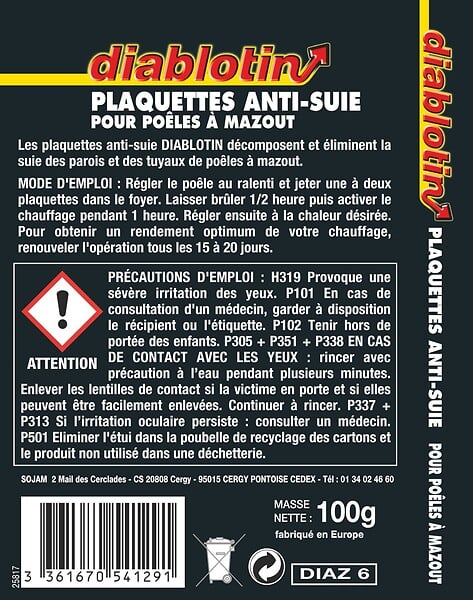 DIABLOTIN - antisuie plaquettes poêles a mazout - large