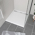 AURLANE - Receveur en acrylique Blanc 90x90x4 cm - Grille Linéaire Chrome - WHITENESS II - vignette
