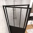 AURLANE - Porte de douche pivotante 80x200cm type atelier - Profilés noir mat Verre 5mm - WORKSHOP GLOSSY - vignette