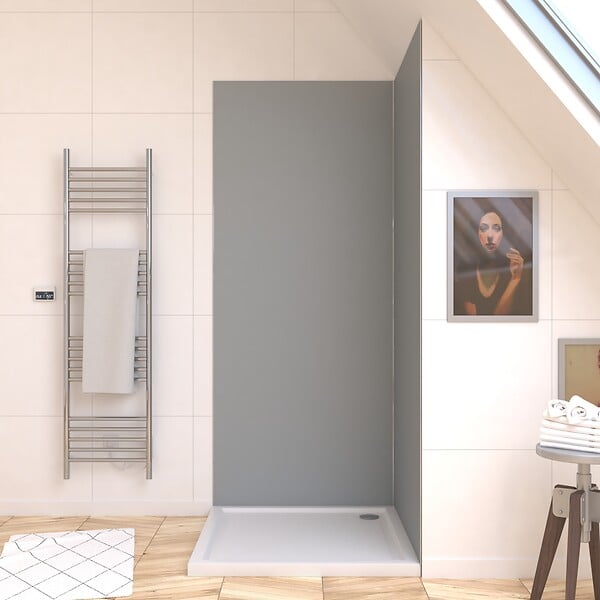AURLANE - Panneau Mural Finition Aluminium Gris Clair Silver 90 x 210 cm - WALL'IT SILVER - large