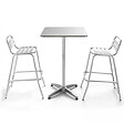 OVIALA - Table de jardin mange-debout et 2 chaises aluminium gris - Brixton - vignette