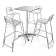 OVIALA - Table de jardin mange-debout et 4 chaises aluminium gris - Brixton - vignette