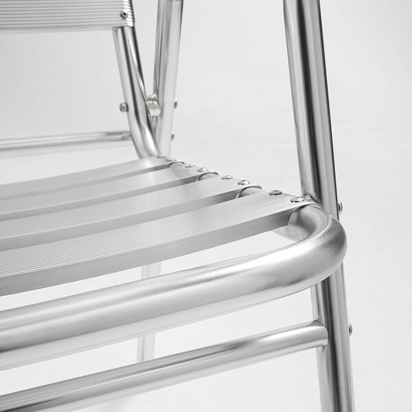 OVIALA - Table de jardin ronde et 4 chaises aluminium gris - Brixton - large