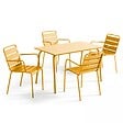 OVIALA - Ensemble table de jardin et 4 fauteuils en métal jaune - Palavas - vignette