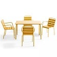 OVIALA - Ensemble table de jardin et 4 fauteuils en métal jaune - Palavas - vignette