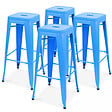 OVIALA - Lot de 4 tabourets de bar en acier bleu mat - Indus - vignette