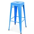 OVIALA - Lot de 4 tabourets de bar en acier bleu mat - Indus - vignette