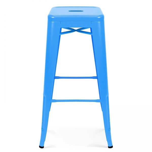 OVIALA - Lot de 4 tabourets de bar en acier bleu mat - Indus - large