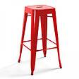 OVIALA - Lot de 4 tabourets de bar en acier rouge brillant - Indus - vignette