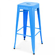 OVIALA - Tabouret de bar en métal bleu mat - Indus - vignette