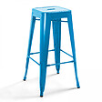 OVIALA - Tabouret de bar en métal brillant bleu - Indus - vignette