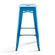 OVIALA - Tabouret de bar en métal brillant bleu - Indus - vignette