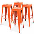 OVIALA - Lot de 4 tabourets de bar en acier orange mat - Indus - vignette