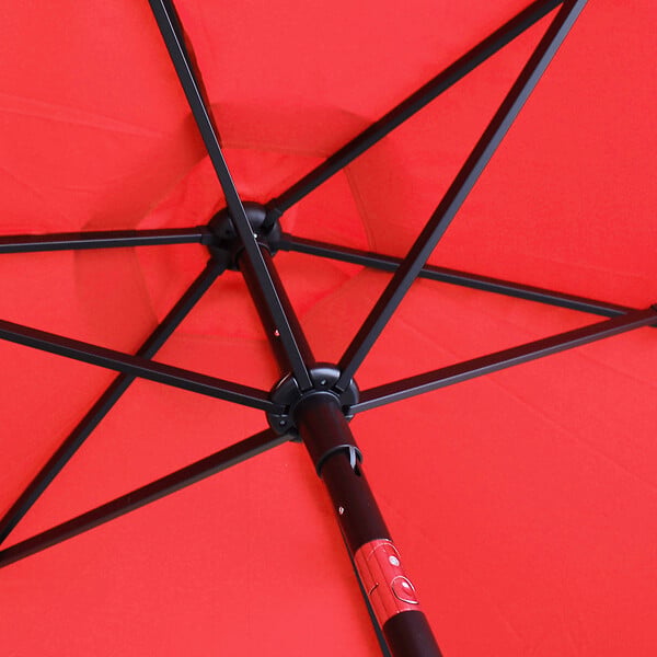 OVIALA - Parasol droit 3m inclinable à manivelle en aluminium rouge - Matera - large