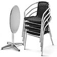 OVIALA - Table et 4 fauteuils de jardin en aluminium noir - Brixton - vignette