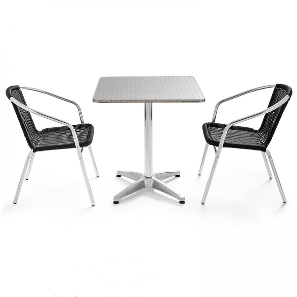 OVIALA - Ensemble table de jardin bistrot inclinable et 2 chaises aluminium - Brixton - large