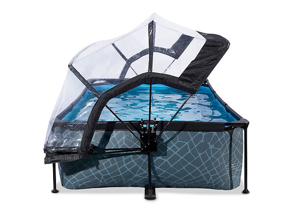 EXIT TOYS - Piscine tubulaire Stone rectangulaire 2,20 x 1,50 x 0,65 m avec dôme - Exit Toys - large