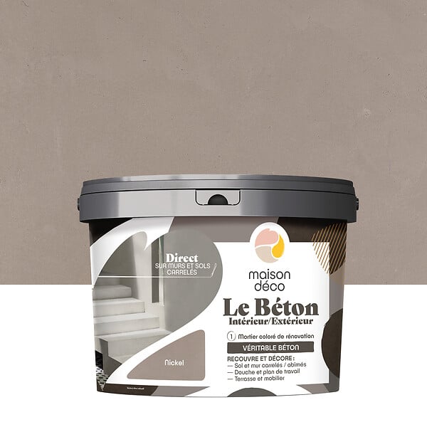 MAISON DECO - Enduit décoratif Le béton Nickel - Gris - Intérieur-Extérieur - 5kg - large