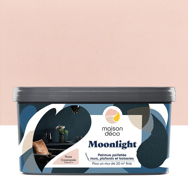 MAISON DECO - Peinture Murs boiseries et radiateurs Moonlight - Rose Cassiopée - 2L - large