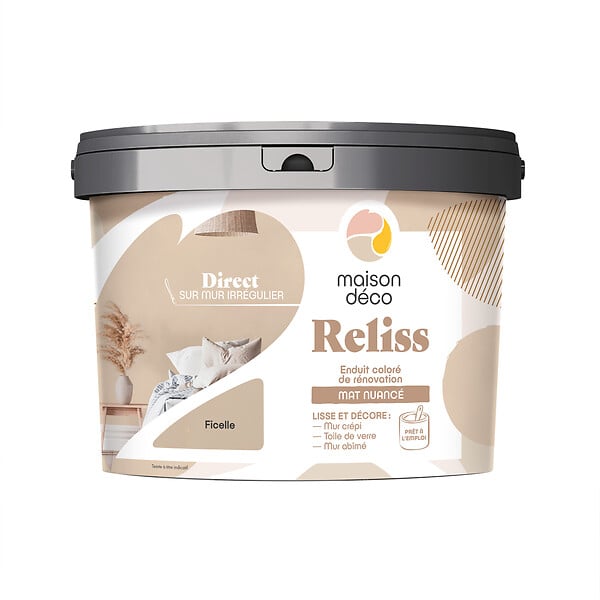 MAISON DECO - Enduit coloré Reliss - Ficelle - Mat nuancé - 15kg - large
