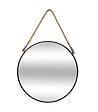ATMOSPHERA - Miroir Rond en métal  Noir avec corde D 55 cm - vignette
