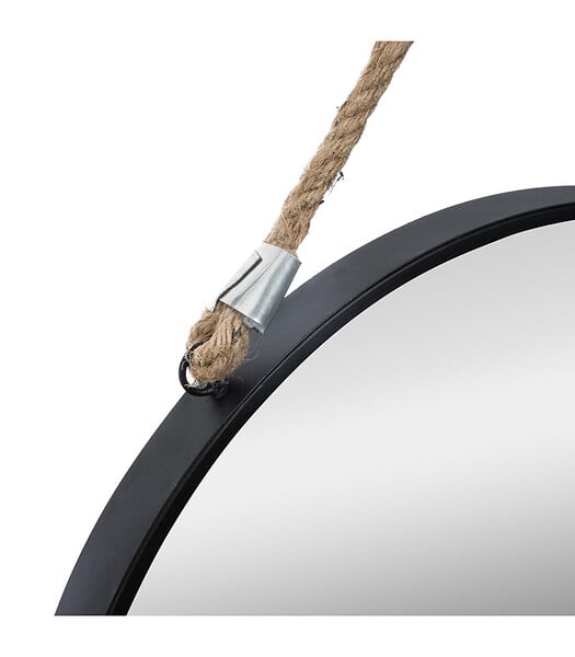 ATMOSPHERA - Miroir Rond en métal  Noir avec corde D 55 cm - large