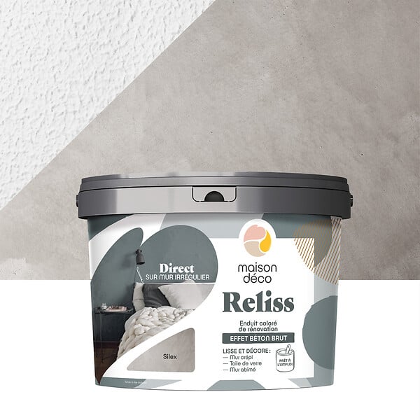 MAISON DECO - Enduit coloré Reliss - Silex - Béton brut - 15kg - large