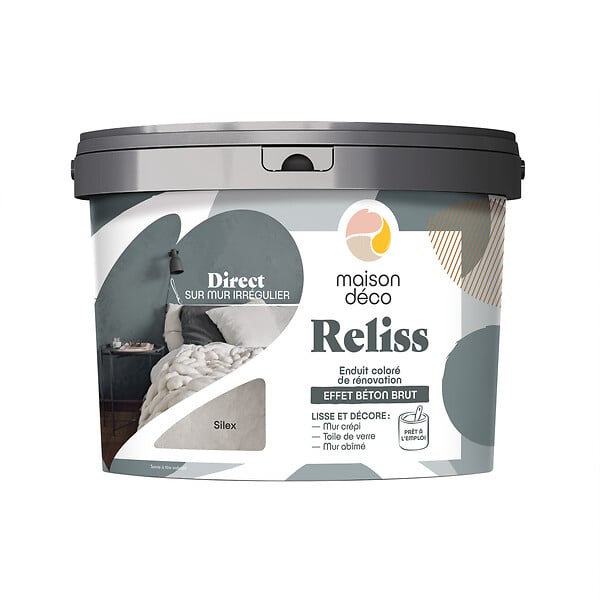 MAISON DECO - Enduit coloré Reliss - Silex - Béton brut - 15kg - large