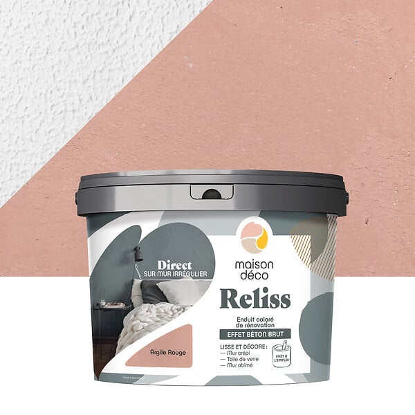 MAISON DECO - Enduit coloré Reliss - Argile rouge - Béton brut - 15kg - large