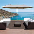 OUTSUNNY - Parasol de jardin XXL parasol grande taille 4,6L x 2,7l x 2,4H m ouverture fermeture manivelle acier polyester haute densité café latte - vignette