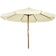 OUTSUNNY - Parasol droit rond grande taille de jardin Ø 3,25 x 2,5H m bois de bambou polyester beige - vignette