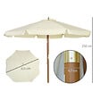 OUTSUNNY - Parasol droit rond grande taille de jardin Ø 3,25 x 2,5H m bois de bambou polyester beige - vignette