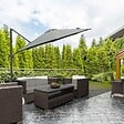 OUTSUNNY - Parasol déporté octogonal inclinable rotatif 360° manivelle piètement acier mât alu. dim. Ø 2,95 x 2,5H m polyester haute densité gris - vignette