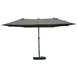 OUTSUNNY - Parasol de jardin XXL dim. 4,6L x 2,7l x 2,4H m ouverture fermeture manivelle pied & contrepoids inclus acier polyester haute densité gris - vignette