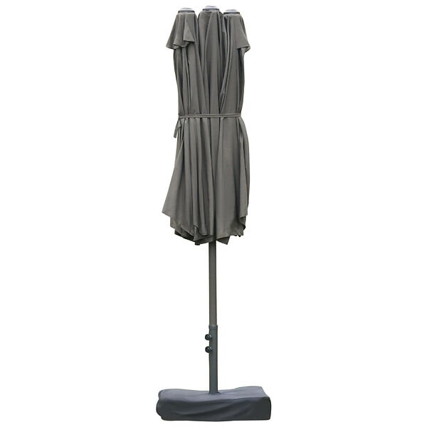 OUTSUNNY - Parasol de jardin XXL dim. 4,6L x 2,7l x 2,4H m ouverture fermeture manivelle pied & contrepoids inclus acier polyester haute densité gris - large