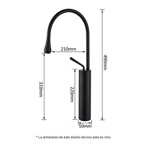 VALAZ - Mitigeur rehaussé pour vasque CALGARY noir mat - large