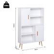 HOMCOM - Bibliothèque scandinave 4 niches + 2 placards avec étagère dim. 80L x 24l x 123H cm pieds effilés inclinés bois massif panneaux particules blanc - vignette