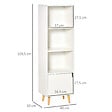 HOMCOM - Meuble de rangement colonne design scandinave - 3 niches, placard porte - piètement effilé incliné bois pin panneaux particules blanc - vignette