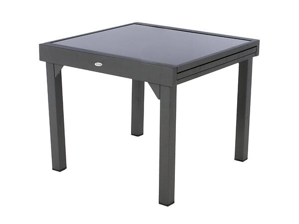 HESPERIDE - Table extensible carrée en verre Piazza 4/8 places Gris anthracite - Hespéride - large