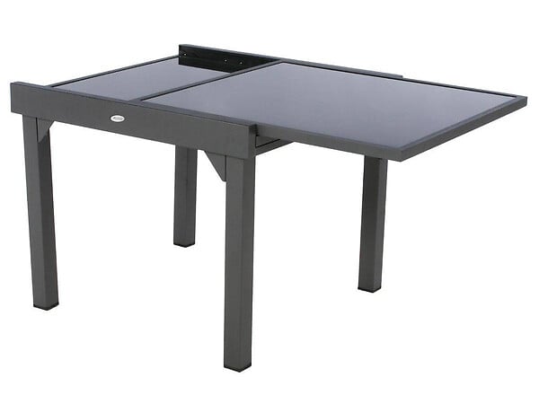 HESPERIDE - Table extensible carrée en verre Piazza 4/8 places Gris anthracite - Hespéride - large