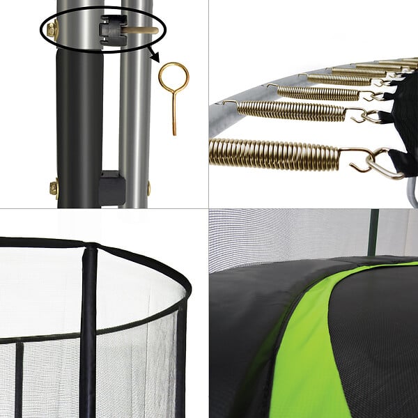 KANGUI - Trampoline Ø 430cm + filet de sécurité + échelle + bâche - PUNCHI 430 Vert - large