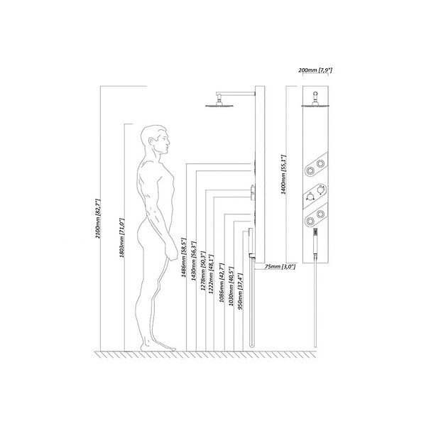 DISTRIBAIN - Colonne de douche hydromassante GS011 - large