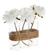 ATMOSPHERA - Composition artificielle de 3 Roses Blanches dans 3 Vases en verre liés par une corde - vignette