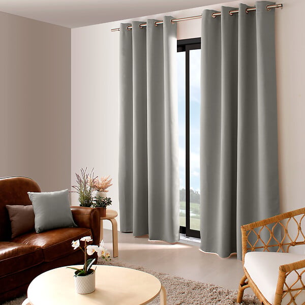 C MA DECO - Rideau occultant 8 oeillets 140x240cm gris - large