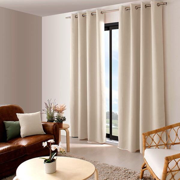 C MA DECO - Rideau occultant 8 oeillets 140x240cm ivoire - large