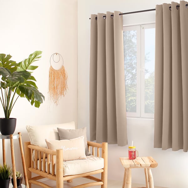 C MA DECO - Rideau occultant 8 oeillets 140x180cm naturel - large