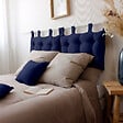 C MA DECO - Tête de lit 70x45cm avec pattes boutonnées coloris bleu marine - vignette