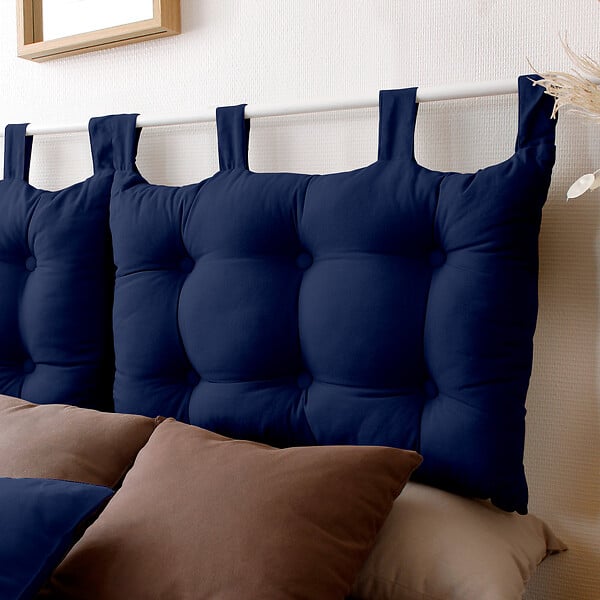 C MA DECO - Tête de lit 70x45cm avec pattes boutonnées coloris bleu marine - large